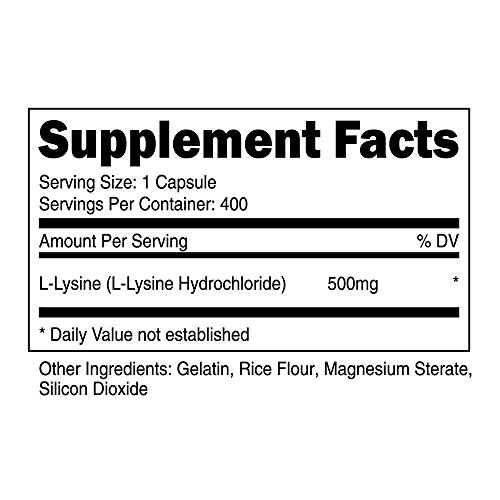 Nutricost L-Lysine 500mg, 400 Capsules - Gluten Free and Non-GMO