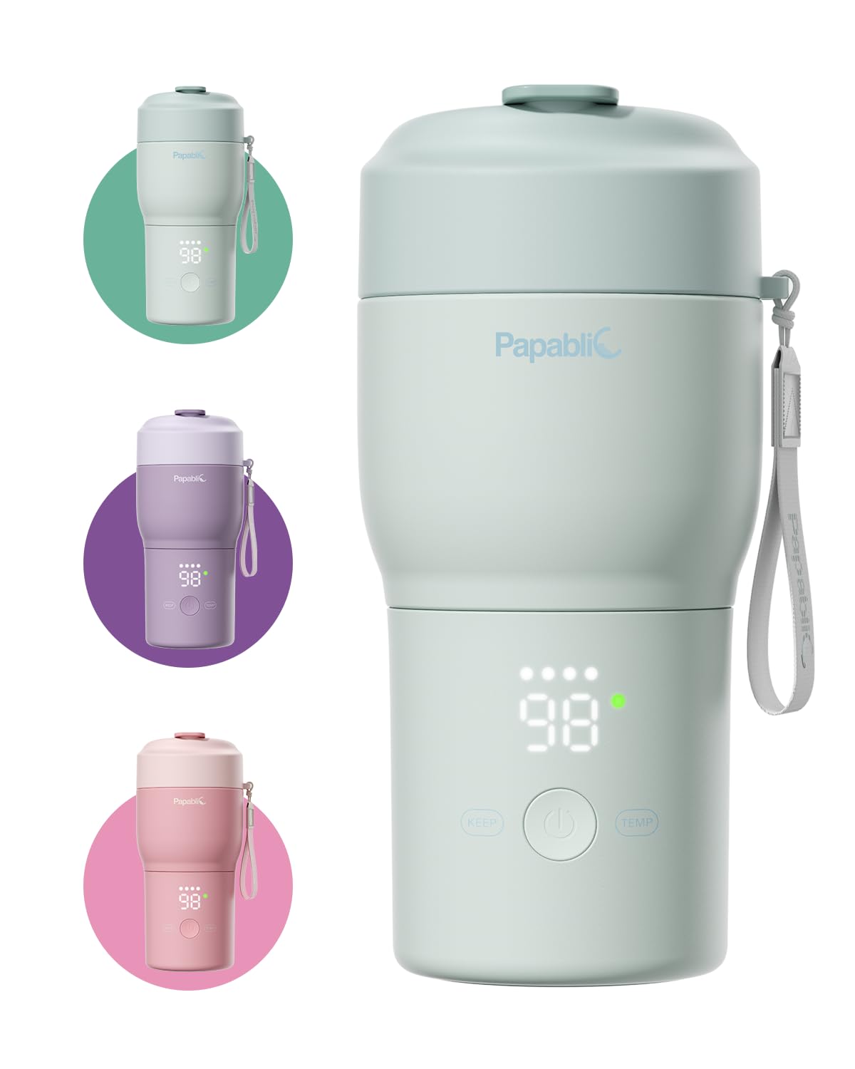 Photo 1 of Papablic Portable Bottle Warmer Pro for Travel – 115W Fast Heating, Built-in Sterilizer, 5 Temp Settings, Baby Milk Warmer On The Go and Keep Nutrition for Breastmilk & Formula, Mint Green