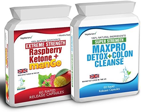60 Raspberry Wild Ketones and 60 Colon Cleanse Detox Weight Loss Diet Pills -Free Meal Plan & Dieting Tips