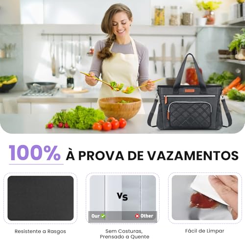 INSMEER Bolsa Térmica Grande Feminina 20L (35 Latas), Lancheira Portátil para Adultos, Bolsa de Almoço Impermeável com Abertura Ampla, Mochila Lancheira Reutilizável para Trabalho, Praia, Piquenique