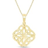 AFFY Celtic Knot Pendant Necklace for Women in 14K Gold Plated 925 Sterling Silver, Quadruple Trinity Design with 18" Rope Chain, Irish Symbol Jewelry Gift