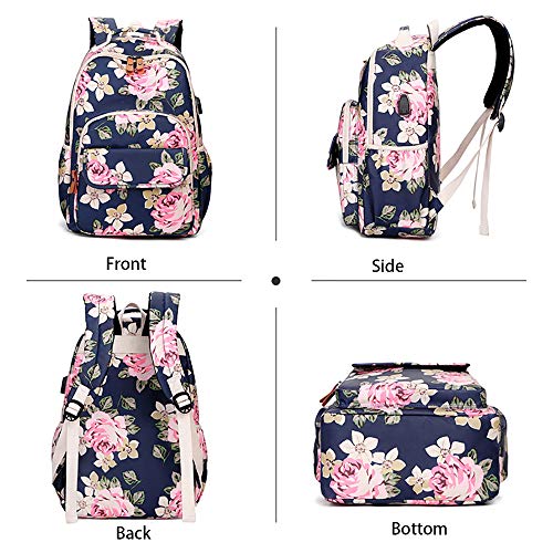 navy floral backpack