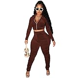 yidengymx Womens Ruched Velour Jogger Tracksuit Two
