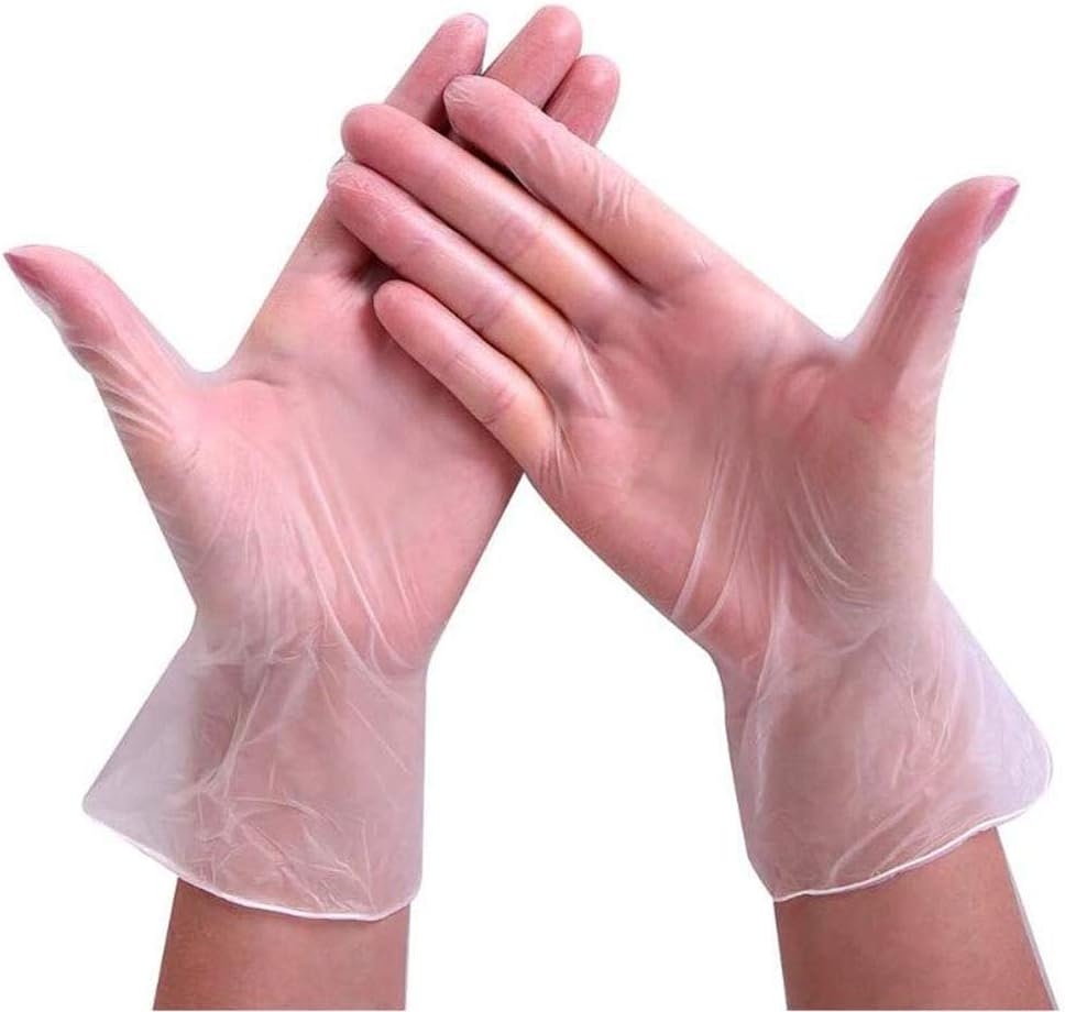 Vinyl Disposable Clear Gloves,Powder Free, Food Safe,Latex Free,Non-Sterile-Large