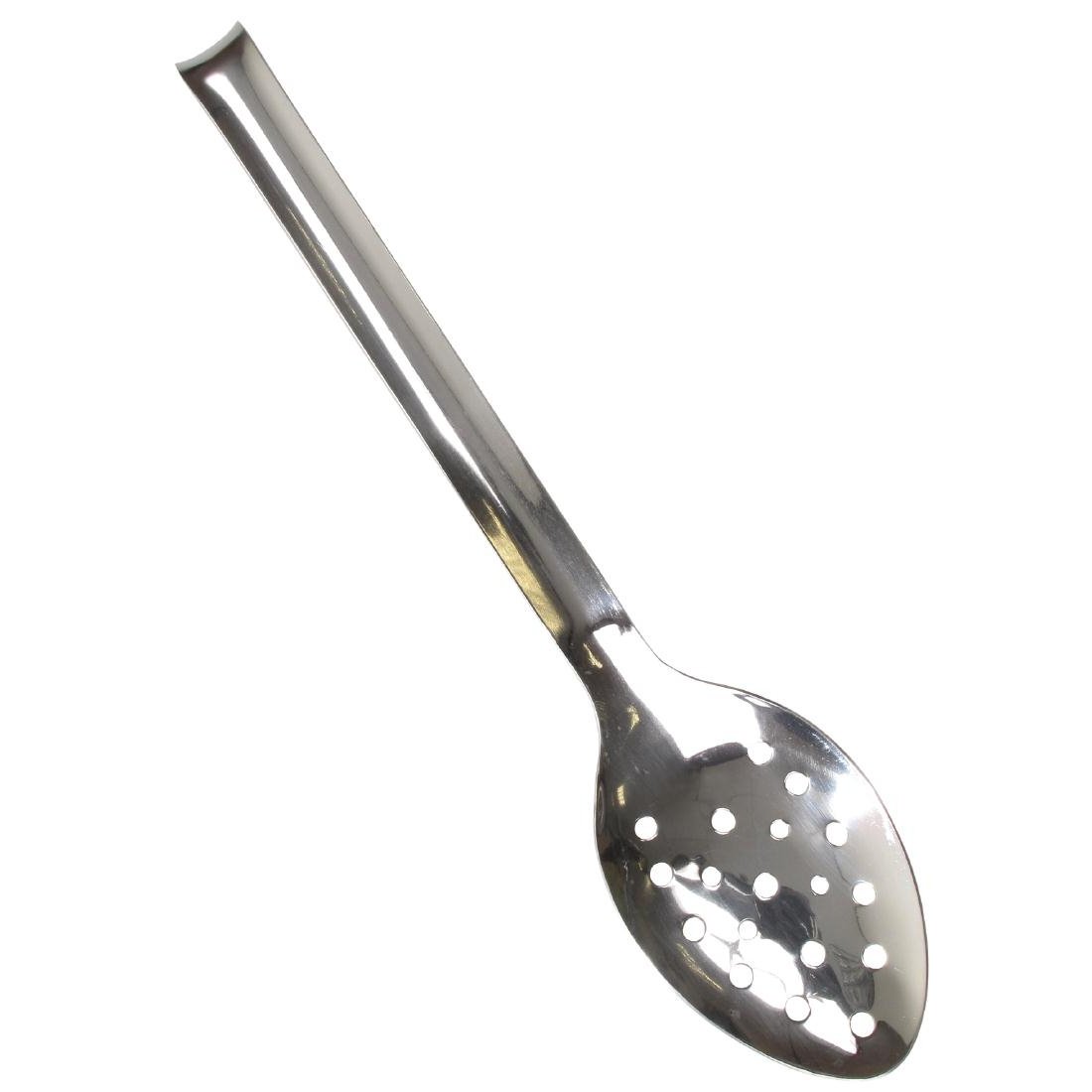 Vogue Long Perforated Slotted Spoon with Hook 12" - Serving Kitchen Utensil, Cooking Strainer L670