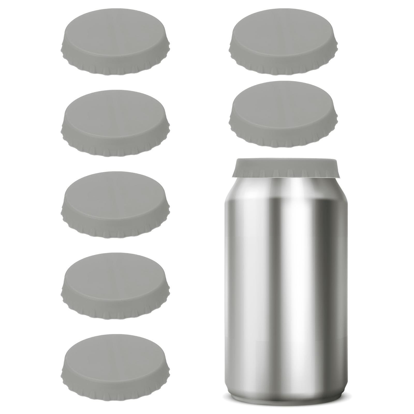 PATIKIL Silicone Soda Can Lids,Reusable Soda Can Cover Stopper Protector for Beer Drink Juice Beverage, Fits Standard Cans, Gray