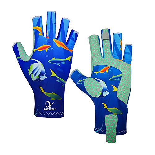 day wolf Angeln Handschuhe UV-Schutz Atmungsaktiv Fingerlos UPF 50+ für Rudern im Freien Kajak Paddeln Wandern Radfahren…