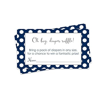 Amazon Com Navy Blue Diaper Raffle Ticket 25 Cards Baby Shower Games Invitation Inserts Drawings For Sprinkle Activity Boys Cute Polka Dots Baby
