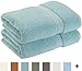 Superior Egyptian Cotton Pile Bath Towel Set of 2, Ultra Soft Luxury Towels, Thick Plush Essentials, Absorbent Heavyweight, Guest Bath, Hotel, Spa, Home Bathroom, Shower Basics, Sea Foam