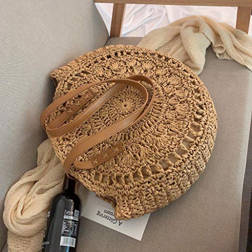 DreamedU Tote Bag for Women Shoulder Bag Large Straw Beach Insulated Summer Cute Cooler Travel for Girls Ladies (Khaki)