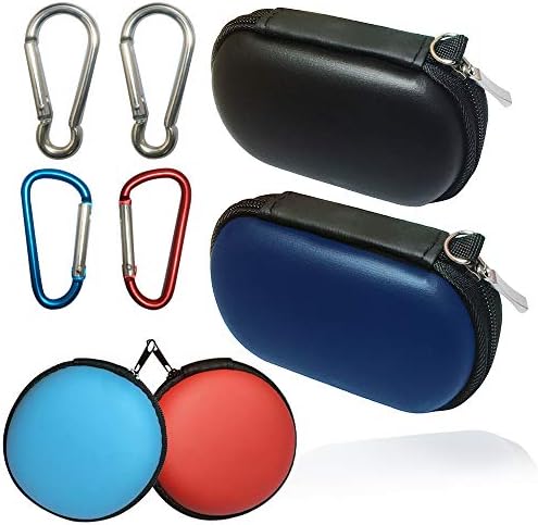 4 Pack Earphone Carrying Case with Carabiner, MCHEN Portable Travel Mini Earbud Cases, Bluetooth Headset Cable Organizer, USB Charger Flash Drive Protection Pouch Holder