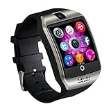 Qiufeng Q18 Smart Watch Smartwatch Bluetooth Sweatproof Phone with Camera TF/SIM Card Slot for Android and IPhone Smartphones for Kids Girls Boys Men Women(Silver)