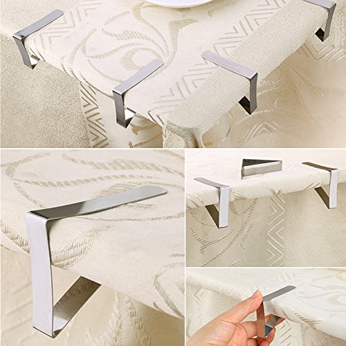 GUSTYLE 12 Packs Tablecloth Clips, Stainless Steel Table Cover Clamps to Keep Your Tablecloth Stable and Smooth - Thumbnail 3