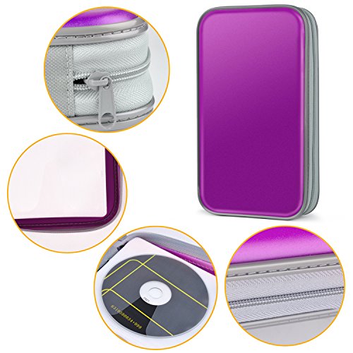 Fanspack CD Case, 80 Capacity DVD Storage DVD Case VCD Wallet Storage Organizer Plastic Protective CD Case Holder