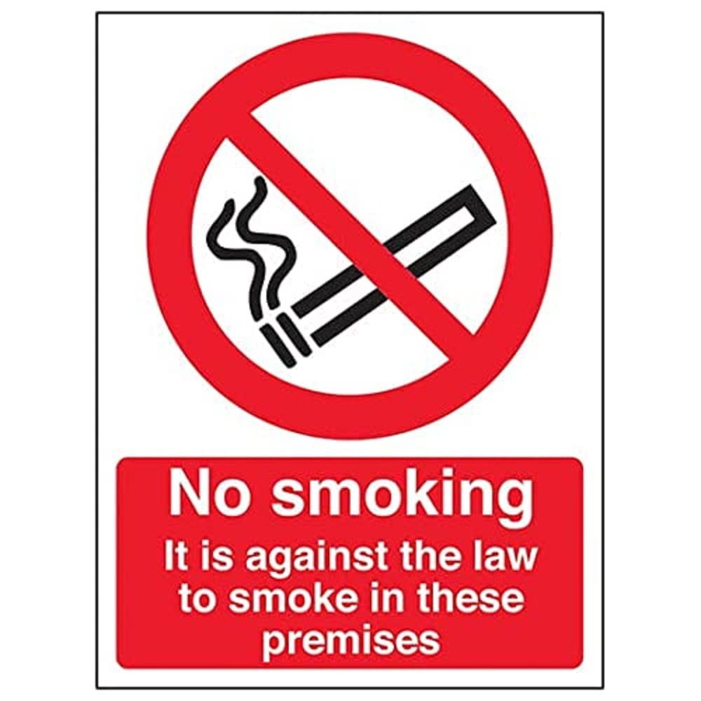 V Safety Prohibition No Smoking - Against Law to Smoking on this Premisis - 200 x 300 mm Safety Sign — image 1