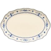 Costa Nova Ceramic Stoneware 13'' Oval Platter - Vila Collection, Beige-Blue | Microwave &amp; Dishwasher Safe Dinnerware | Food Safe Glazing | Restaurant Quality Tableware