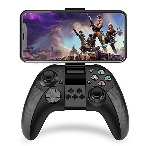 Game Controller Wireless Bluetooth Gamepad with L3 R3 Compatibility Joystick Joypad with Clamp Holder for iOS iPhone/iPad/PS4 Remote Play (Black)