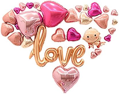Happiest 大人 誕生日 結婚式 アルミバルーン 文字 ハート セット バースデー ウェディング 二次会 パーティー 飾り 風船 演出に Love ロマンティックなハート 文字 B077f3ybzk 740円