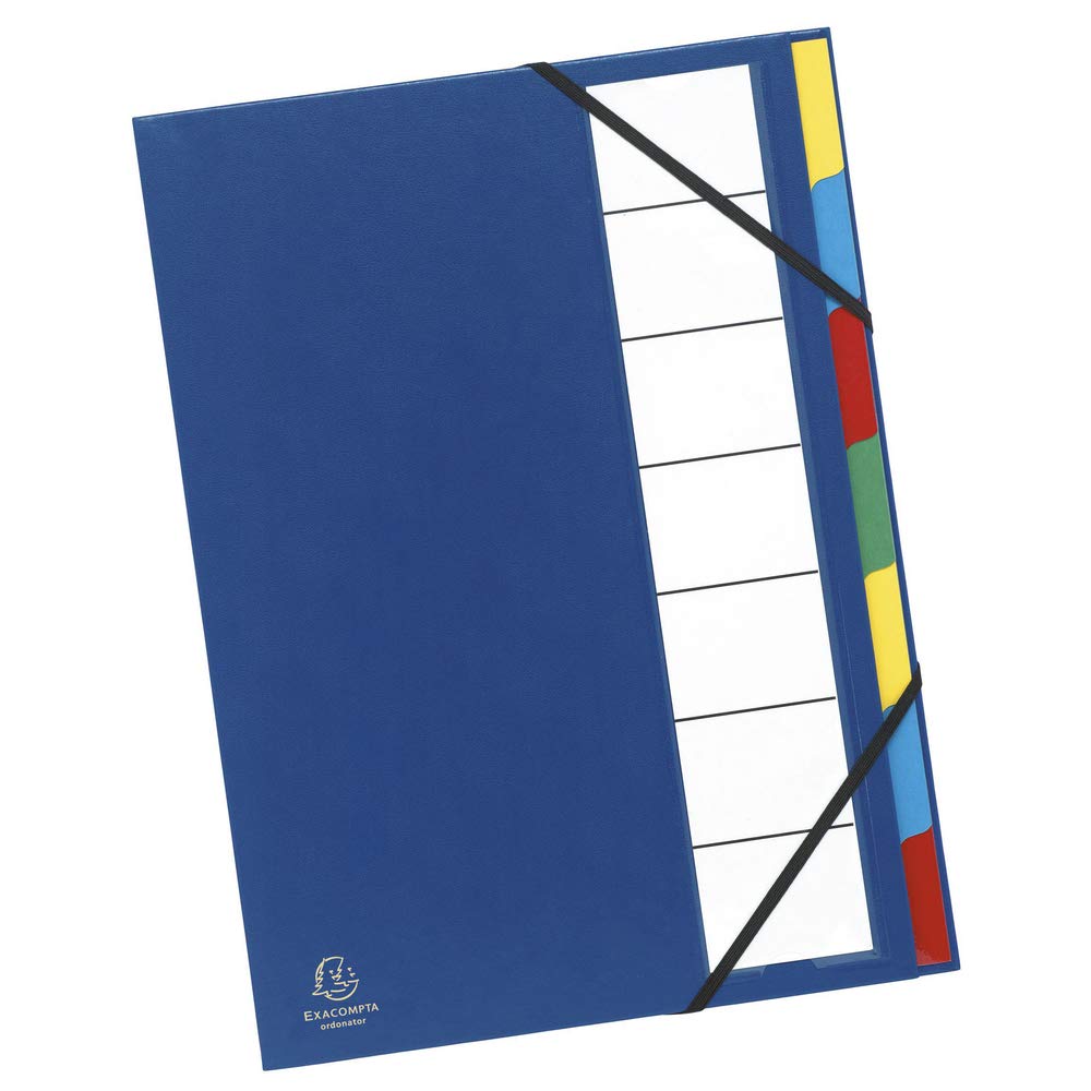 Exacompta - Ref 55320E - Harmonika Multipart File - 235 x 335mm in Size, Suitable for Storing A4 Documents, 225gsm Genuine Pressboard, Expanding Spine, 7 Sections - Assorted Colours (Pack of 6)