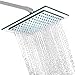 AKDY 8 Inch Square Chrome Rainfall Shower Head with Adjustable Metal Swivel Ball Joint Wall Mount and Top Mount