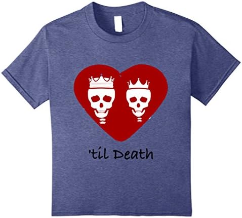 Kids Eternal Love Skull Heart King and Queen Til Death T-Shirt 10 Heather Blue