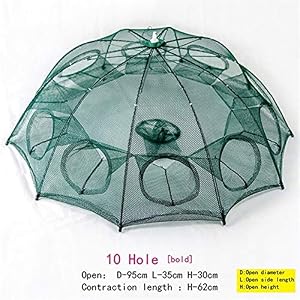 Jia He épuisettes Pour La Pêche 4-20 Trous De Pêche Pliant Automatique Cage En Filet En Nylon Crevettes Pliable Crabe…
