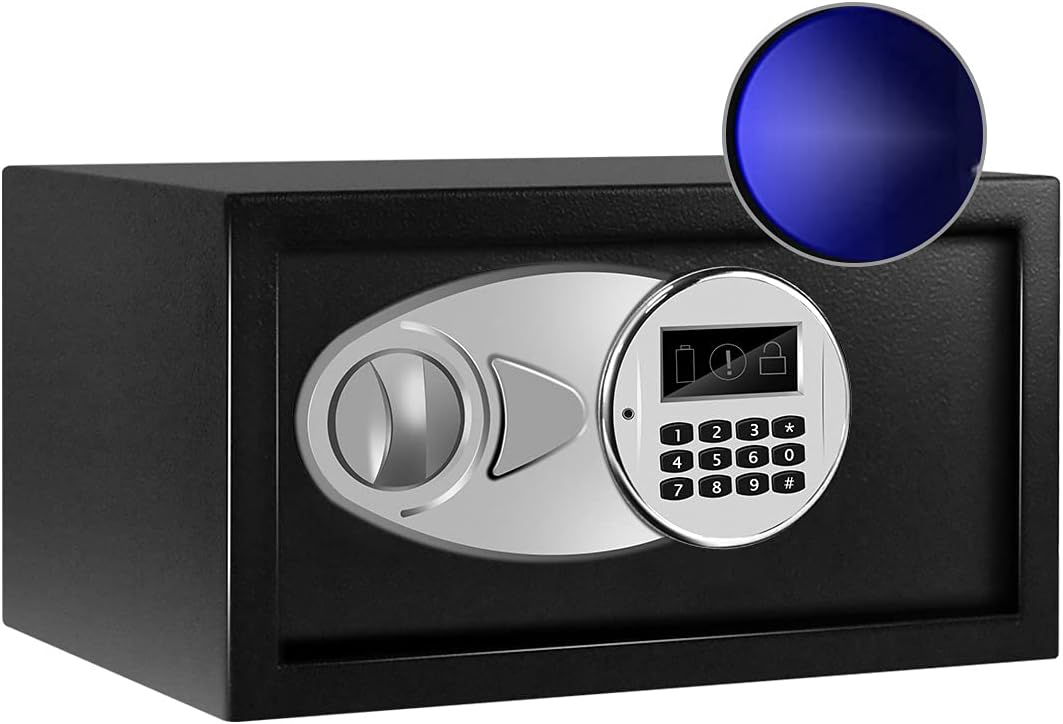 JUGREAT Safe Box with Sensor Light, Electronic Digital Securit Safe Steel Construction Hidden with Lock, High Capacity Electronic Digital Display Home Safe, 0.32 Cubic Feet - - 