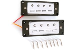 MISRIGHT Electric Bass Pickup Mini 4 Strings Bass Neck Middle Bridge Pickups Set with Mounting Screws Bass Part Replacements Kits 4 Strings Guitar Bass Pickups Bass Neck Bass Bridge Pickup with