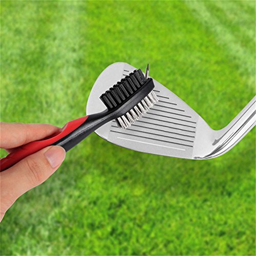Hsxfl Golf Club Brush with Groove Cleaning Spike,2 Ft Retractable Cord and Clip.Lightweight and Stylish, Ergonomic Design, Golf Accessories Easily Attaches to Golf Bag(Red) - Thumbnail 5