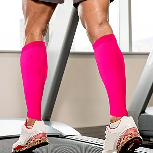 Albahealth A.M.P.S. CALF COMPRESSION SLEEVE – Leg compression socks for Men &amp; Women – Designed for Running, Shin Splints, Improved Circulation, Medical Recovery, 1 Pair (Medium, Neon Pink)