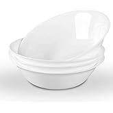 LaGlint 14 OZ (16 OZ MAX) White Opal Glass Cereal Bowl Set of 4, 6.5 inch Dishwasher & Microwave Safe Round Bowls for Soup, Salad and Rice