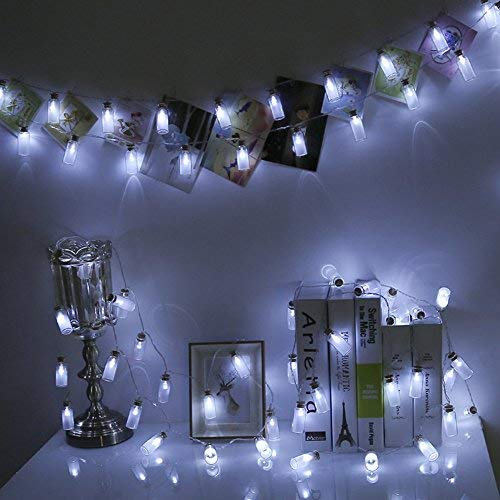 GreenClick Decorative String Lights,Waterproof Vintage Battery Operated Glass Jar Fairy String Lights,8 Modes Control Outdoor Indoor String Lights for Hanging Bedroom Wall(Cold White)
