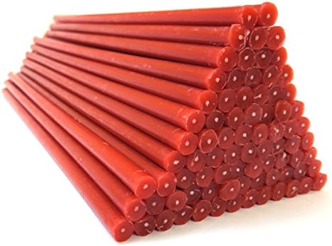 Natural Pure Beeswax Candles Organic Honey Eco Candles Amber Red Color in Gift Box (Natural Cotton Wicks, Dripless, Smokeless, Not Taper Candles) (Red, 10.4 Inches (26.50 cm) 80pcs)