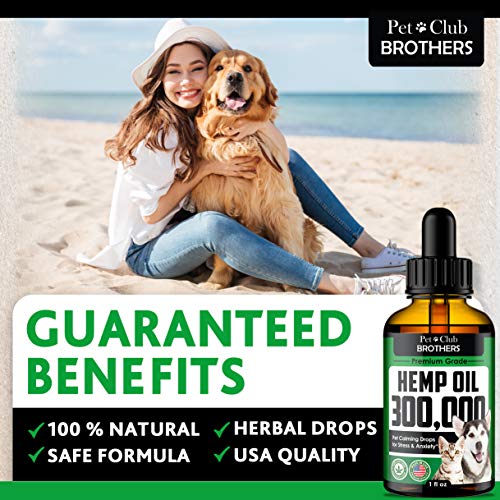 Hemp Oil for Dogs & Cats 300,000 - Premium Hemp Seed Oil - Grown & Made in USA - Supports Hip & Joint Health - Natural Stress & Anxiety Relief - Pet Omega 3, 6 & 9-1 fl oz (30ml)
