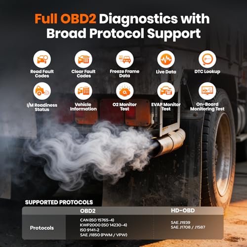 ANCEL X7HD PRO 10.1'' Heavy Duty Truck Scanner, Full-System Diesel Diagnostic Tool with DPF Regen, 42+ Reset, Bi-Directional and Active Test, ECU Coding, HDOBD/OBD2 Scanner for Diesel Trucks - Grey