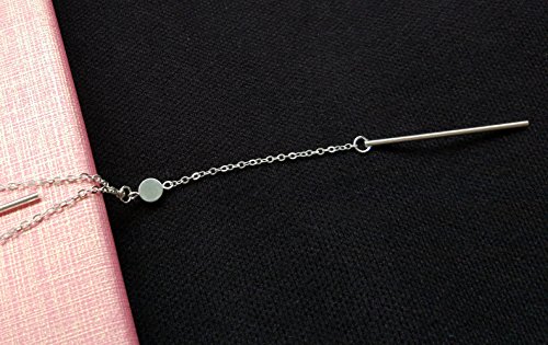 Suyi Exquisite Sequins Multilayer Chain Turquoise Beads Necklace with Feather Pendent Hanging Rod Silver - Thumbnail 3