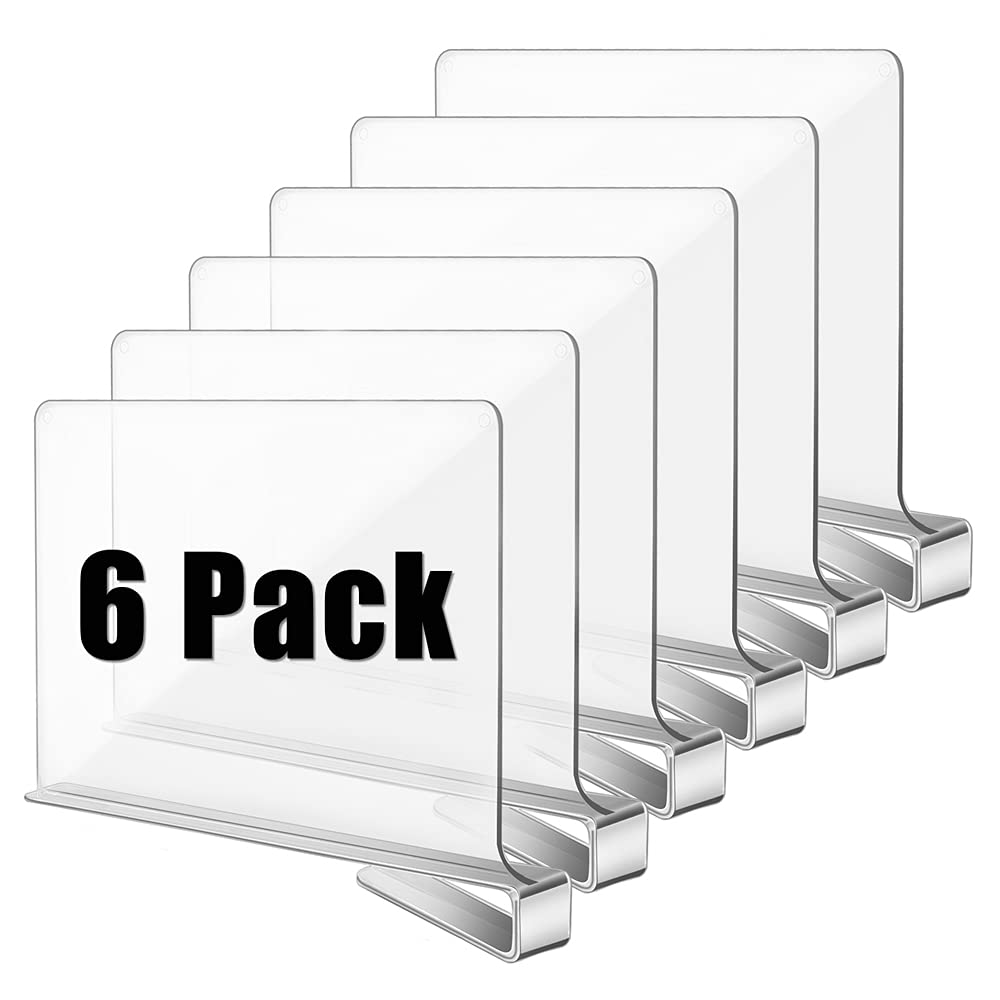 Okydoky Acrylic Shelf Dividers for Closet, Wood Closets Shelf Separator and Organizer, Transparent Closet Organizer Divider for Kitchen Cabinets, Bookcases(6p,UK)