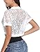 Abollria Women Short Sleeve Floral Lace Shrug Open Front Bolero Cardigan White