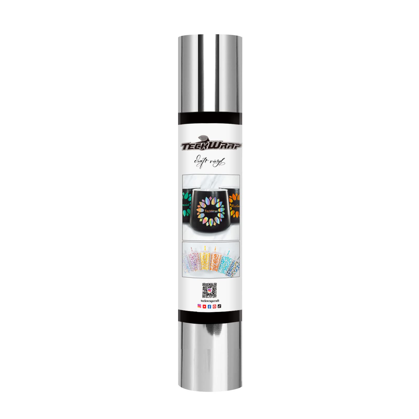 TECKWRAP Silver Vinyl Permanent Vinyl Silver Chrome Vinyl Wrap Adhesive Vinyl Roll 1ftx5ft
