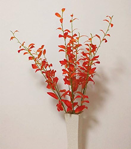 6pcs Fake Green Willow Leaf Bunch 100cm Long 5 Stems/piece Simulated Green Plants Fake Tree Leaf Artificial Greenery (orange)