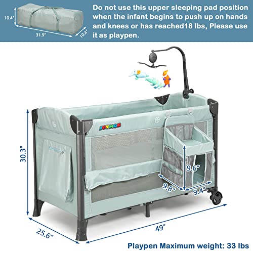 JOYMOR 3 in 1 Baby Bedside Sleeper, Bed Side with Mattress, Convert to