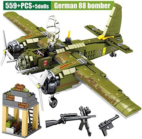 CELECA - Military Fighter Helicopter Model Sets Building Blocks WW2 Mortar Airplane City Po Figures Bricks Toys for Boys