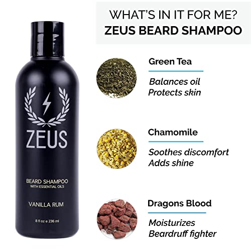 ZEUS Beard Wash & Beard Conditioner Set with Green Tea for Men, Soften