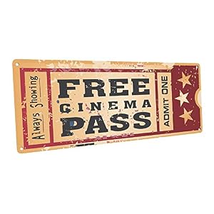 Image of Home Cinema Metal Sign, Ticket to the Movie, Media Room, Family Room, Bar, Den Decor by OMSC