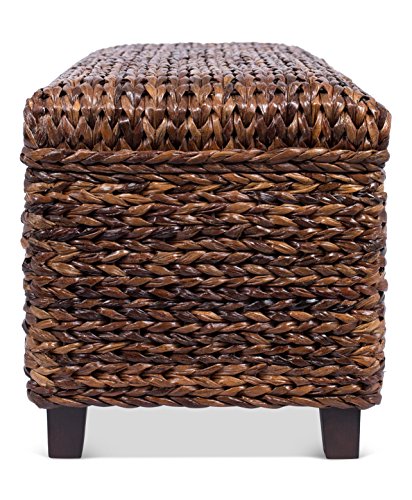 BIRDROCK HOME Abaca Storage Ottoman Bench - Bed Storage Trunk - Espresso Bench - Chest - Safety Hinges - Thumbnail 7