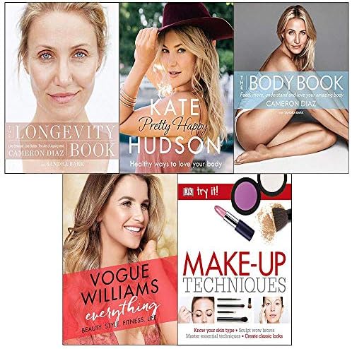 5 books Collection set (The Body Book ,The longevity book,Everything Beauty Style, Make Up Techniques and Pretty happy Books)