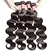 Sunber Body Wave Human Hair Bundles, 12A Grade Brazilian Virgin Hair 10”12”14”Hair Extensions 3 Bundles 100% Unprocessed Weave Bundles Natural Black Color Double Weft Body Wave Bundles