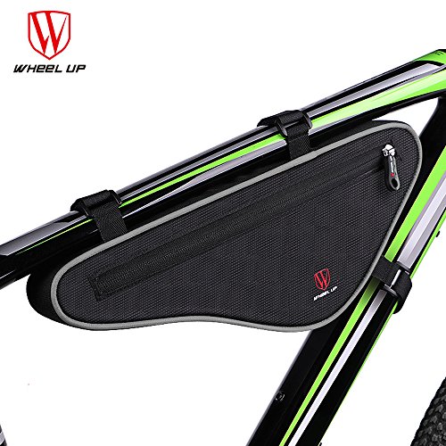 WHEEL UP Nylon Reflective MTB Road Bike Front Bag Bicycle Panniers Triangle Cycling Bag AccessoriesBlack-Gray