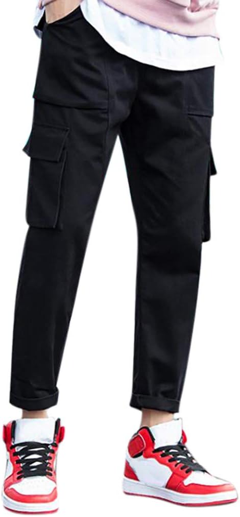 hositor Mens Cargo Pants, Men's Summer Fashion Overalls Casual Pure Colour Comfortable Trousers