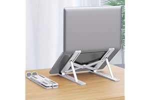 Foldable Portable Plastic Laptop Stand - 10-Level Ergonomic Height Adjustment with Cooling System for All Computers (White)